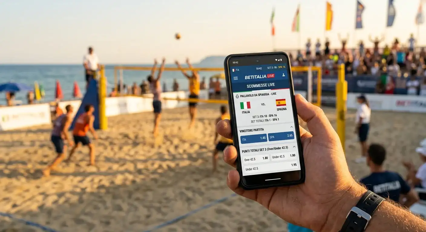 Live betting da smartphone durante un match di beach volley